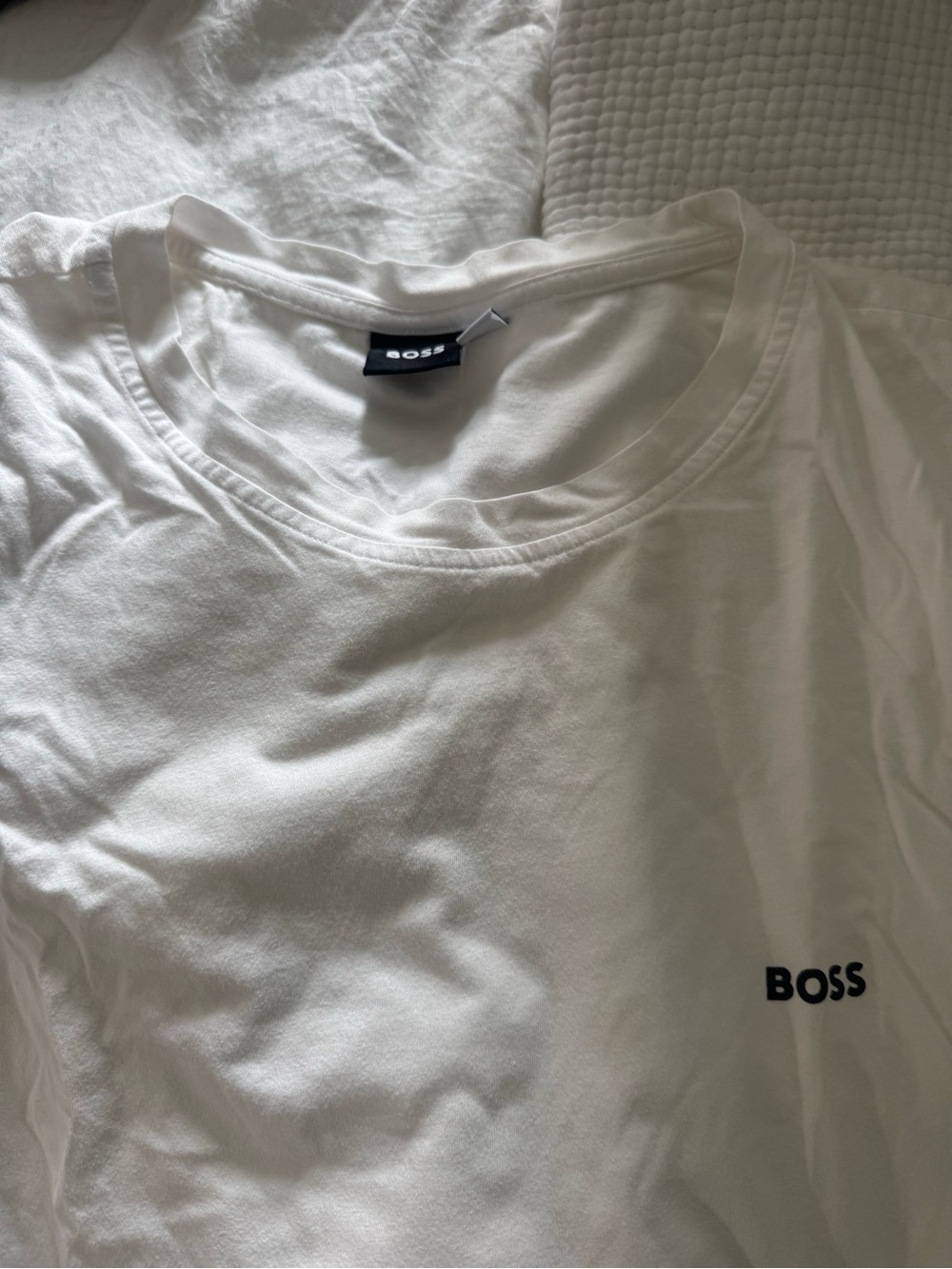 Boss White Short Sleeve Crew Neck Tee with Black Logo